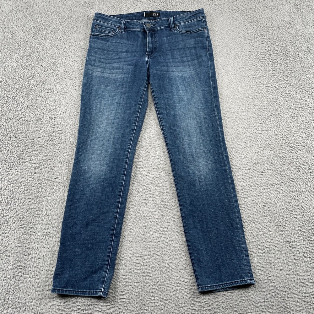 Kut from the Kloth Jeans Women 10 Blue High Rise Boyfriend Stretch Denim